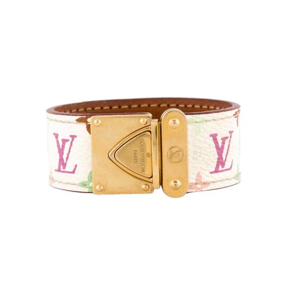 Louis Vuitton Gold-tone Multicolor Leather Koala Lock Bracelet - Picture 1 of 15